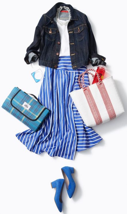 直條紋裙子 　裙子穿搭